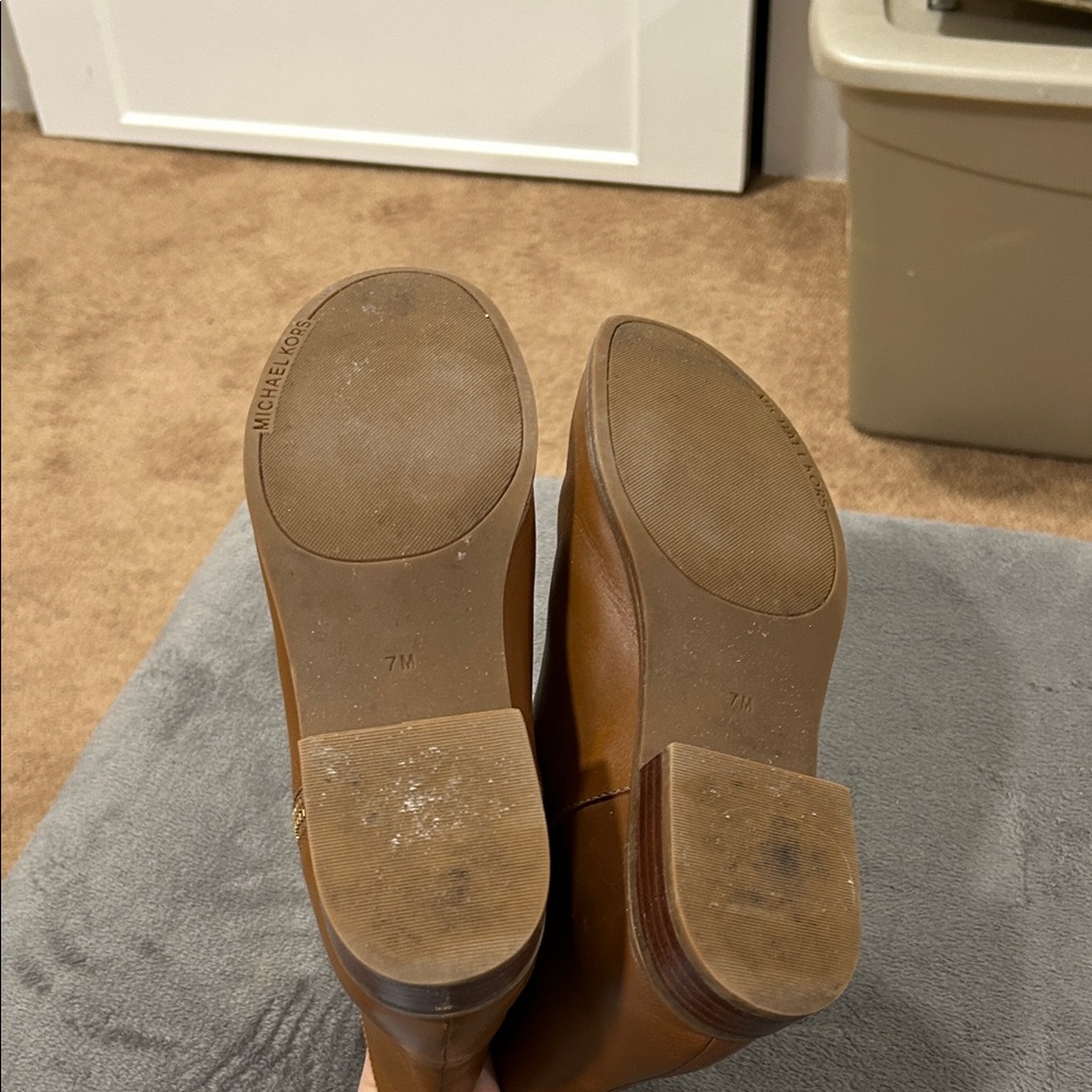 Michael Kors Tan Ankle Boots with Gold Accent - Picture 4 of 9